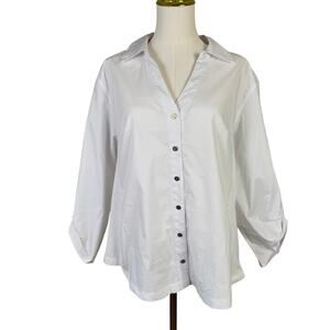 Adrienne Vittadini Button Up 3 4 Sleeve V Neck Shirt US Women's XL